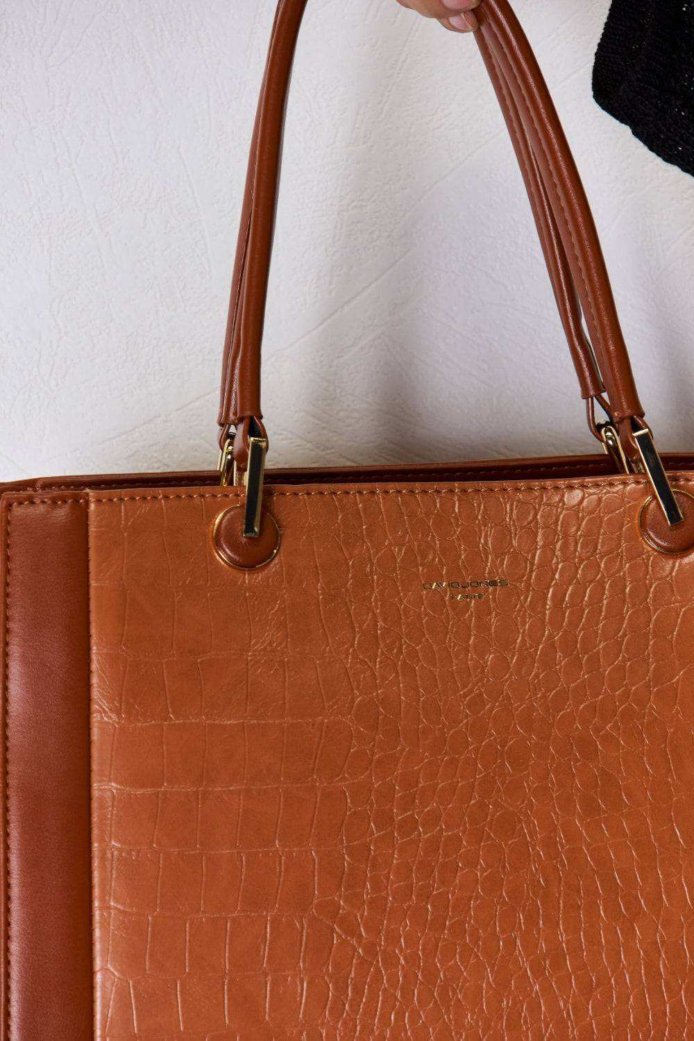 David Jones Texture PU Leather Handbag with unique texture and sturdy handles.