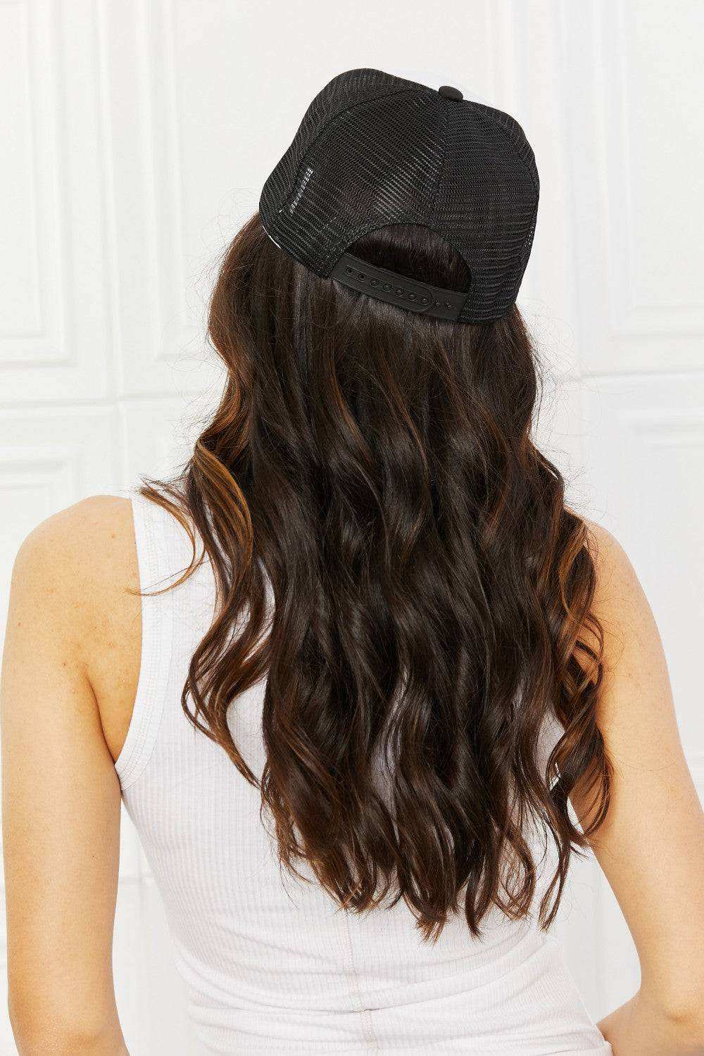 Fame Falling Trucker Hat in Black | Trendy Scalloped Design