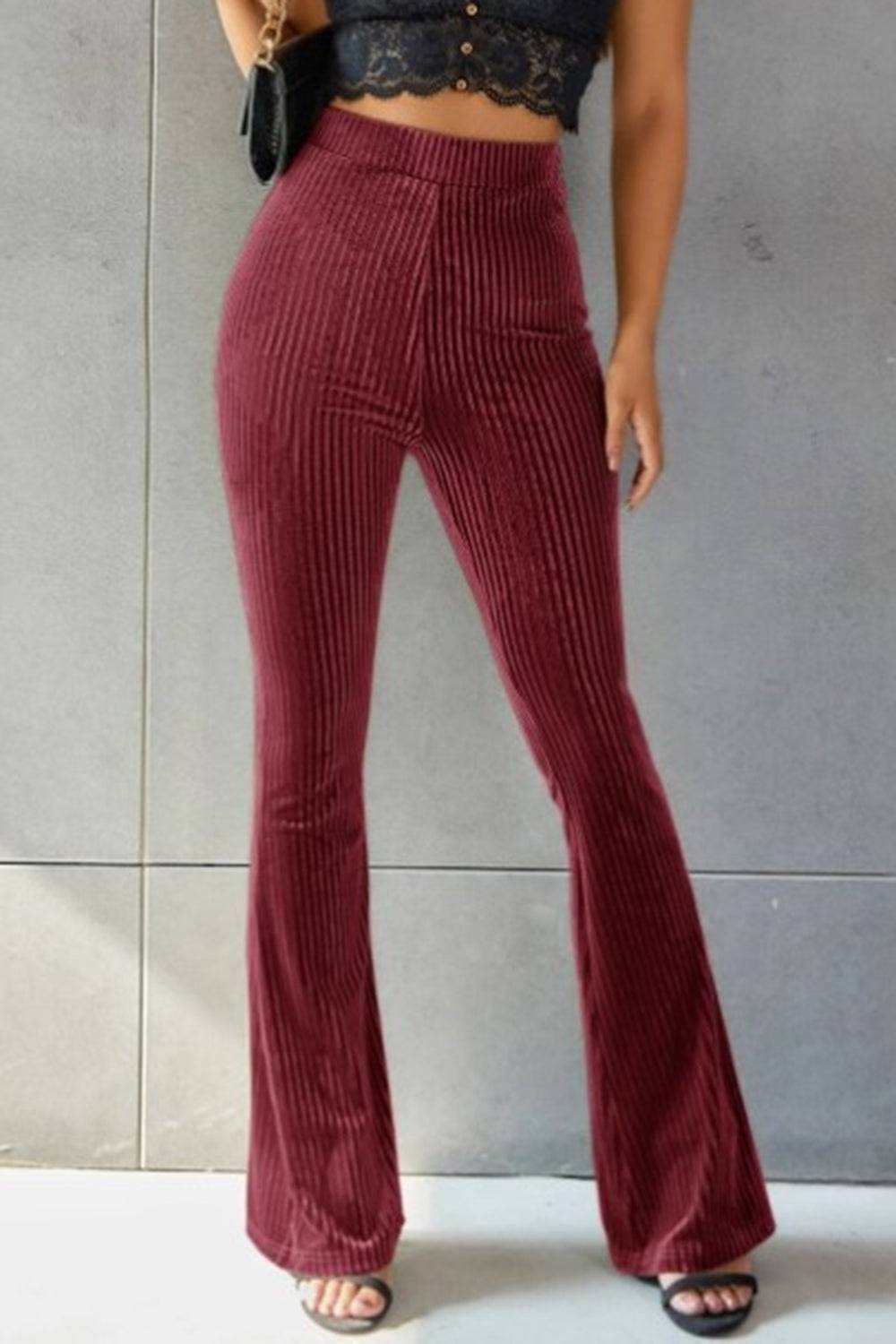 Ribbed High Waist Flare Pants - Stylish & Comfortable Fit