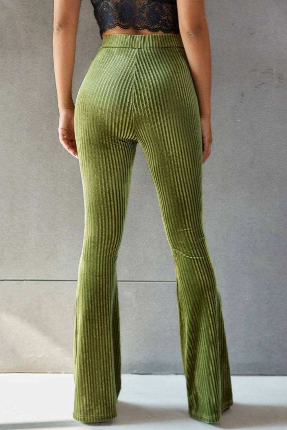 Ribbed High Waist Flare Pants - Stylish & Comfortable Fit