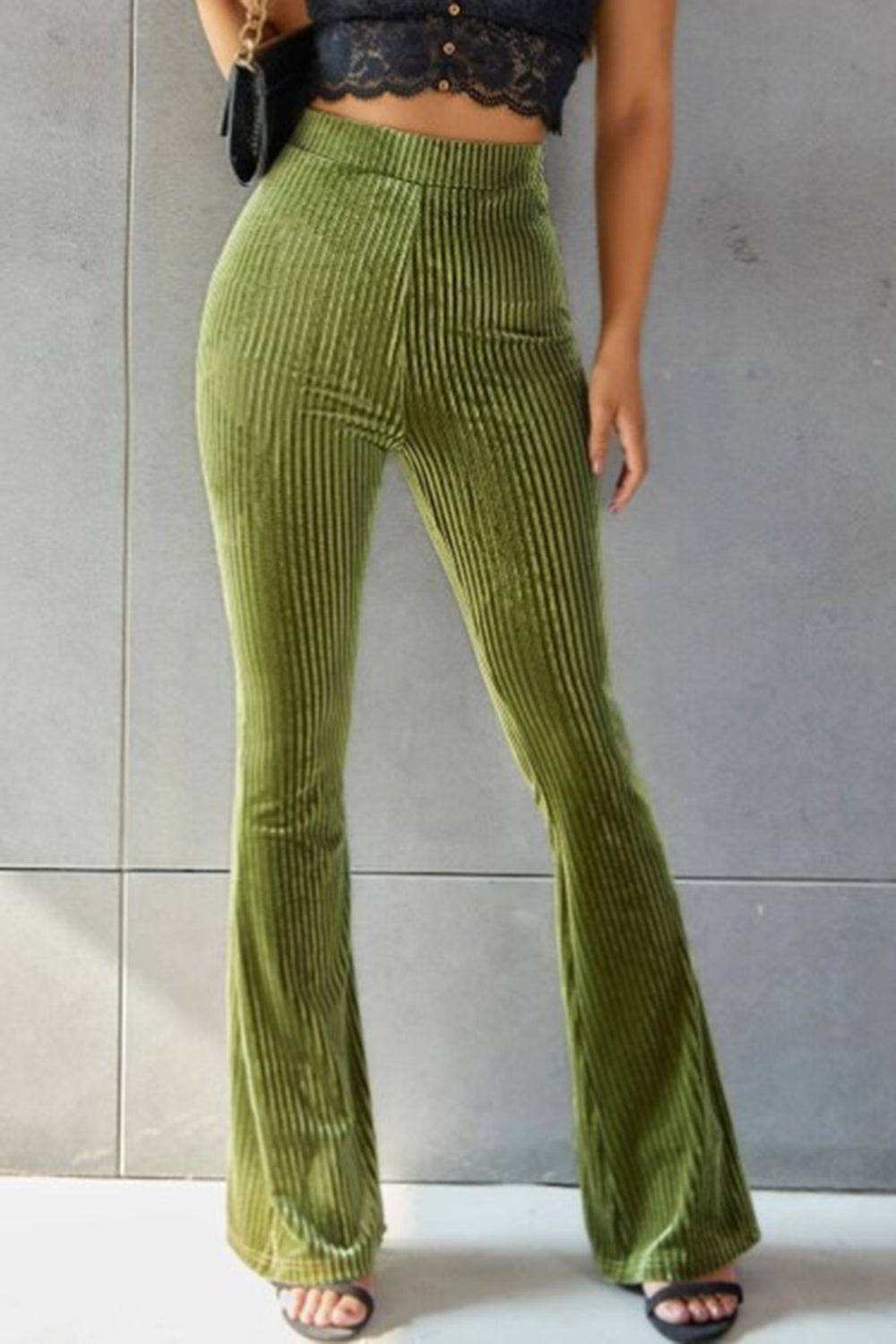 Ribbed High Waist Flare Pants - Stylish & Comfortable Fit