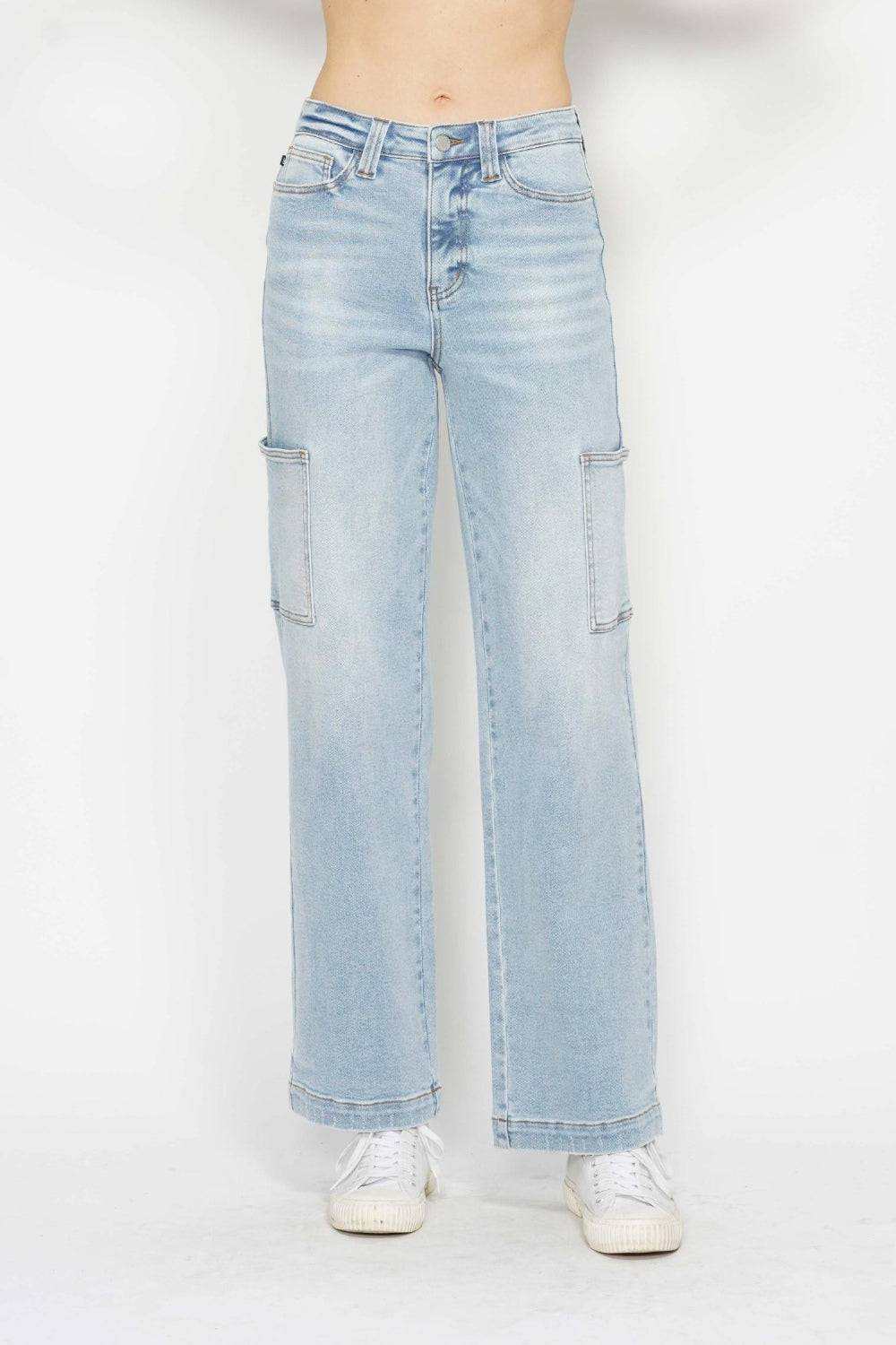 Judy Blue Full Size High Waist Straight Cargo Jeans - Trendy & Practical