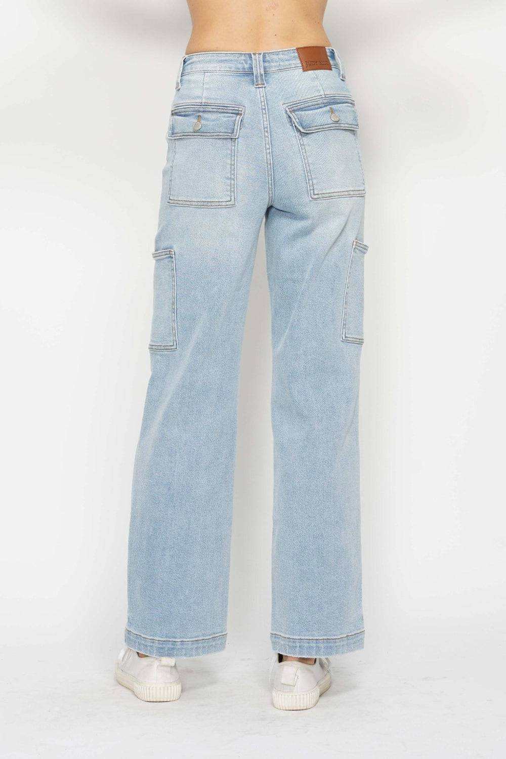 Judy Blue Full Size High Waist Straight Cargo Jeans - Trendy & Practical