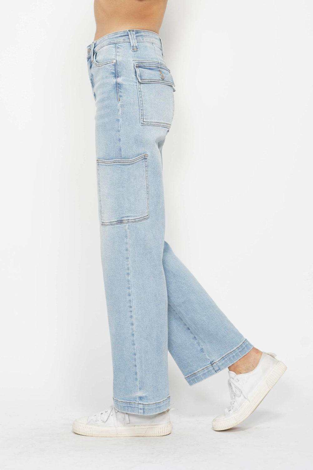 Judy Blue Full Size High Waist Straight Cargo Jeans - Trendy & Practical