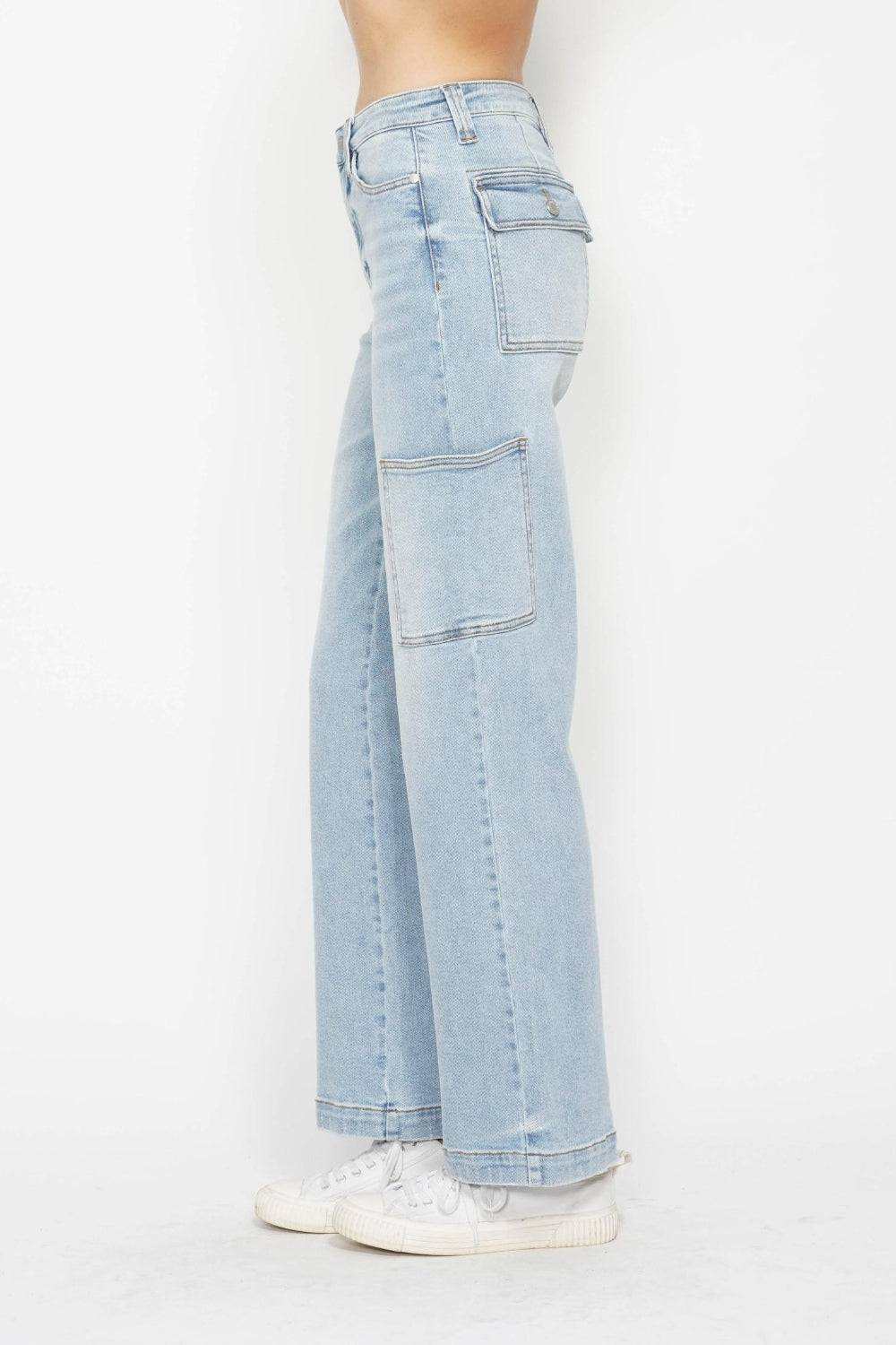 Judy Blue Full Size High Waist Straight Cargo Jeans - Trendy & Practical