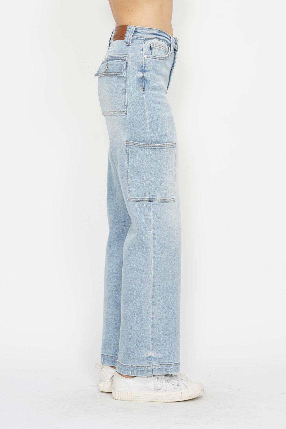 Judy Blue Full Size High Waist Straight Cargo Jeans - Trendy & Practical