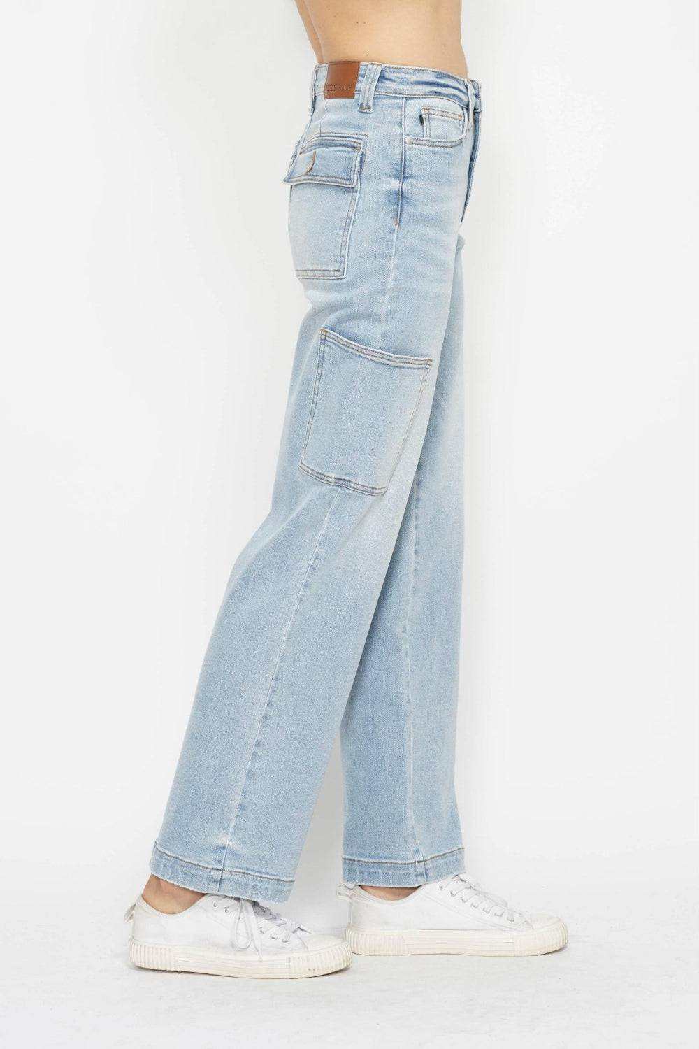 Judy Blue Full Size High Waist Straight Cargo Jeans - Trendy & Practical