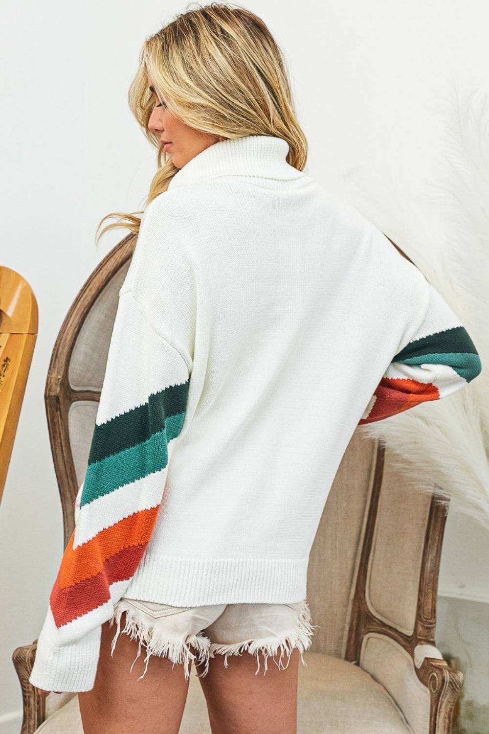 BiBi Multi Color Chevron Pattern Sweater - Stylish & Cozy